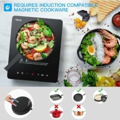 IsEasy Portable Induction Hob 2100W Single Cooking Zone Induction Cooker With 9 Power Levels Setting, 8-hours Timer, Sensor Touch Control, Safety Lock [Energy Class A+++] -Kitchen Appliances Shop 100028414 4
