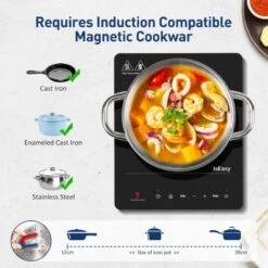 IsEasy Single Induction Cooker 2100W Portable Induction Hob With Slim Black Crystal Panel Body, Induction Plate With 9 Power Levels Setting, Max & Min Function, 8-hours Timer, Safety Lock -Kitchen Appliances Shop 100028462 5