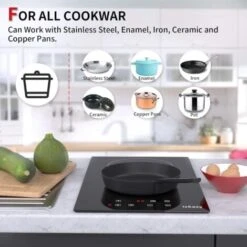 IsEasy Electric Ceramic Hob With Plug-in, Built-in & Portable Cooktop, 30cm 2 Zones 3000W [Energy Class A+] -Kitchen Appliances Shop 100028512 4