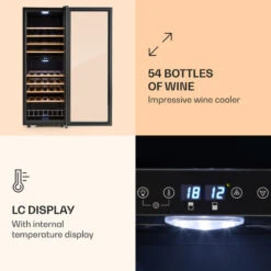 Klarstein Vinamour 54 Duo Wine Refrigerator 2 Zones 148 Litres 54 Bottles Touch Display -Kitchen Appliances Shop 22969197 4