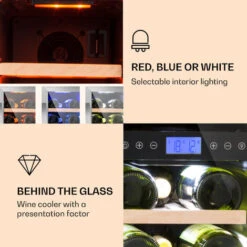 Klarstein Vinovilla 17 Built-In Duo Two-Zone Wine Fridge 53l 17 Bottles 3-Colour Glass Door -Kitchen Appliances Shop 22969412 3