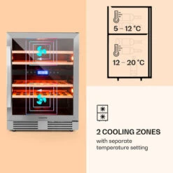 Klarstein Vinovilla 43 Built-In Duo Two-Zone Wine Fridge 129l 43 Bottles 3-Colour Glass Door -Kitchen Appliances Shop 22969413 4