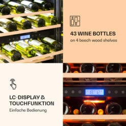 Klarstein Vinovilla 43 Built-In Duo Two-Zone Wine Fridge 129l 43 Bottles 3-Colour Glass Door -Kitchen Appliances Shop 22969413 5