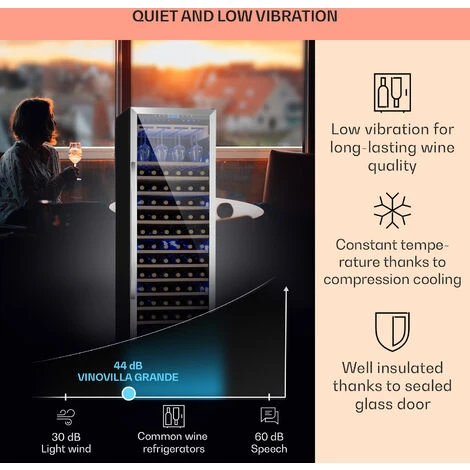 Klarstein Vinovilla Grande 165 Built-in Uno Wine Fridge 425l 165Fl. 3-colour Glass Door 6 Klarstein Vinovilla Grande 165 Built-in Uno Wine Fridge 425l 165Fl. 3-colour Glass Door - Image 4