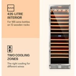 Klarstein Vinovilla Grande 165 Built-in Duo Wine Fridge 425l 165 Bottles 3-colour Glass Door -Kitchen Appliances Shop 22969417 3