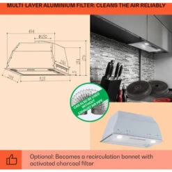 Klarstein Paolo Cooker Hood Built-in 52,5 Cm EEC: A 593 M³/h LED Touch -Kitchen Appliances Shop 22969732 5