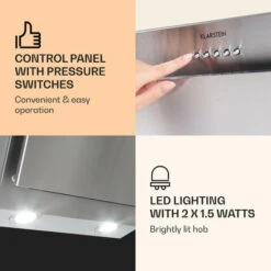 Klarstein Athena Cooker Bonnet 60cm Exhaust Air: 350 M³/h LED Stainless Steel -Kitchen Appliances Shop 22969760 4