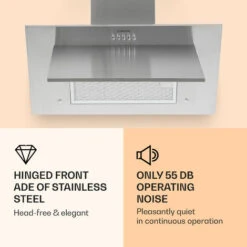 Klarstein Athena Cooker Bonnet 60cm Exhaust Air: 350 M³/h LED Stainless Steel -Kitchen Appliances Shop 22969760 5