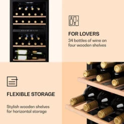 Klarstein Barossa 34 Duo Wine Refrigerator 34 Bottles 80 Litres 2 Zones Touch Control -Kitchen Appliances Shop 22969761 5