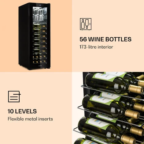 Klarstein Bellevin 62 Wine Cooler 56 Bottles 5-20 ° C Energy Class A Black 6 Klarstein Bellevin 62 Wine Cooler 56 Bottles 5-20 ° C Energy Class A Black - Image 4