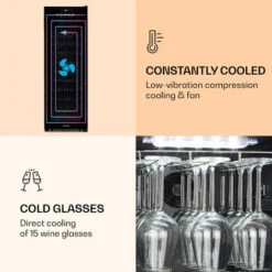 Klarstein Bellevin 62 Wine Cooler 56 Bottles 5-20 ° C Energy Class A Black 11 Klarstein Bellevin 62 Wine Cooler 56 Bottles 5-20 ° C Energy Class A Black -Kitchen Appliances Shop 22969765 5
