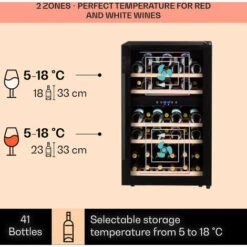 Klarstein Barossa 40 Duo Wine Fridge 2 Zones 41 Bottles Glass Door Touch LED -Kitchen Appliances Shop 22969766 3