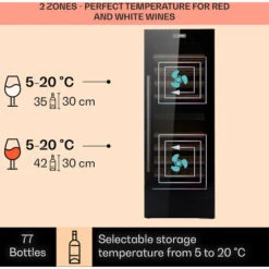 Klarstein Barossa 77 Duo Wine Fridge 2 Zones 191 L 77 Bottles Touch LED Black -Kitchen Appliances Shop 22969790 3