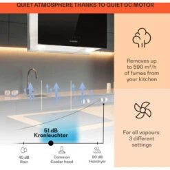 Klarstein Kronleuchter L Island Exhaust Hood 60cm Exhaust Air: 590m³ / H LED Touch Black -Kitchen Appliances Shop 22969885 3