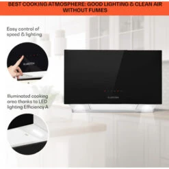 Klarstein Kronleuchter L Island Exhaust Hood 60cm Exhaust Air: 590m³ / H LED Touch Black -Kitchen Appliances Shop 22969885 4