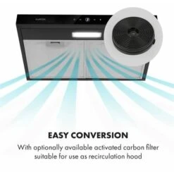 Klarstein Contempo Neo Substructure Cooker Extractor Hood 60cm 175m³ / H LED Stainless Steel Acrylic Black -Kitchen Appliances Shop 22970172 3