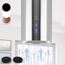 Klarstein Beretta Island Cooker Extractor Hood Ø35cm Exhaust / Circulating Air 650m³ / H LED Stainless Steel