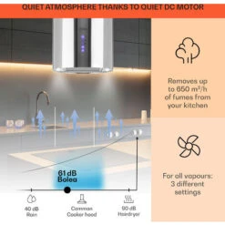 Klarstein Beretta Island Cooker Extractor Hood Ø35cm Exhaust / Circulating Air 650m³ / H LED Stainless Steel 9 Klarstein Beretta Island Cooker Extractor Hood Ø35cm Exhaust / Circulating Air 650m³ / H LED Stainless Steel -Kitchen Appliances Shop 22970406 3
