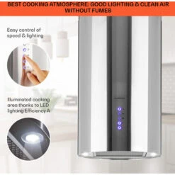 Klarstein Beretta Island Cooker Extractor Hood Ø35cm Exhaust / Circulating Air 650m³ / H LED Stainless Steel 10 Klarstein Beretta Island Cooker Extractor Hood Ø35cm Exhaust / Circulating Air 650m³ / H LED Stainless Steel -Kitchen Appliances Shop 22970406 4