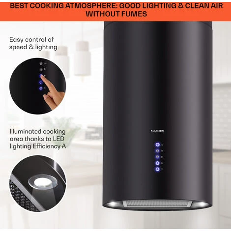 Klarstein Klarstein Beretta Island Cooker Extractor Hood Ø35cm Exhaust / Circulating Air 650m³ / H LED Black 6 Klarstein Klarstein Beretta Island Cooker Extractor Hood Ø35cm Exhaust / Circulating Air 650m³ / H LED Black - Image 4
