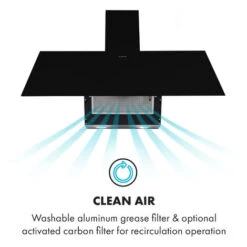 Klarstein Laurel 90 Cooker Extractor Hood 90cm Exhaust Air: 350 M³ / H LED Touch Black -Kitchen Appliances Shop 22970458 4