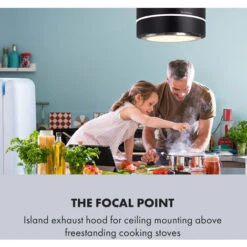 Klarstein Tron Ambience Island Cooker Extractor Hood Ø38cm Recirculation 540m³ / H LED Black -Kitchen Appliances Shop 22970601 2