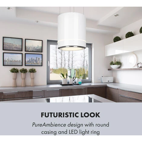 Klarstein Tron Ambience Island Cooker Extractor Hood Ø38cm Recirculation 540m³ / H LED White 6 Klarstein Tron Ambience Island Cooker Extractor Hood Ø38cm Recirculation 540m³ / H LED White - Image 4