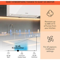 Klarstein Kronleuchter XL Kitchen Island Extractor Hood 90cm Recirculation 590m³/h LED Touchscreen White -Kitchen Appliances Shop 22970682 3
