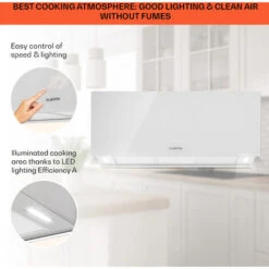 Klarstein Kronleuchter XL Kitchen Island Extractor Hood 90cm Recirculation 590m³/h LED Touchscreen White -Kitchen Appliances Shop 22970682 4