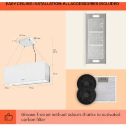 Klarstein Kronleuchter XL Kitchen Island Extractor Hood 90cm Recirculation 590m³/h LED Touchscreen White -Kitchen Appliances Shop 22970682 5