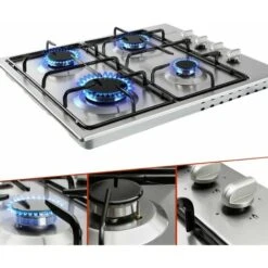 AREBOS Gas Stove 4 Flames Stainless Steel Incl. Grates & Safety Pilot Self-sufficient Suitable For Natural Gas And Propane Gas Gas Hob Gas Cooker