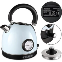 Monzana Electric Retro Kettle 1.8L Cordless Vintage 2200 W Boil Dry Protection Black Cream Blue Blue -Kitchen Appliances Shop 29963228 4