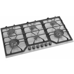 ViandPro - 90cm 6 Burner Stainless Steel Gas Hob With 2 Wok Burners