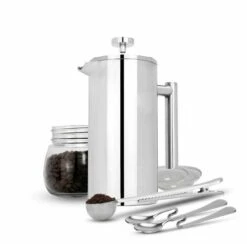 French Press Cafetiere Steel Coffee Maker FREE Filters & Spoons 350ml M&W