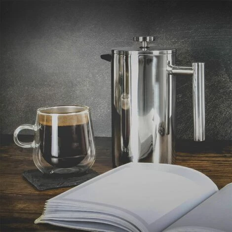 French Press Cafetiere Steel Coffee Maker FREE Filters & Spoons 350ml M&W 4 French Press Cafetiere Steel Coffee Maker FREE Filters & Spoons 350ml M&W - Image 2