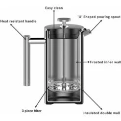 French Press Cafetiere Steel Coffee Maker FREE Filters & Spoons 350ml M&W 11 French Press Cafetiere Steel Coffee Maker FREE Filters & Spoons 350ml M&W -Kitchen Appliances Shop 32126984 5