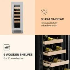Klarstein Vinovilla Smart Wine Fridge 50l / 20 Bottles Glass Door Stainless Steel -Kitchen Appliances Shop 33502956 4
