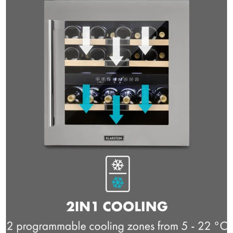 Klarstein Vinsider 36 Wine Fridge 2 Cooling Zones 5-22°C 85l Stainless Steel 5 Klarstein Vinsider 36 Wine Fridge 2 Cooling Zones 5-22°C 85l Stainless Steel - Image 3