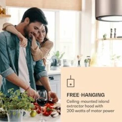 Klarstein Skyfall Smart, Island Extractor Hood, Ø45cm, Circulating Air, 402m³ / H, LED, Stainless Steel, Gold -Kitchen Appliances Shop 33504293 2