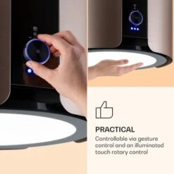 Klarstein Skyfall Smart, Island Extractor Hood, Ø45cm, Circulating Air, 402m³ / H, LED, Stainless Steel, Gold -Kitchen Appliances Shop 33504293 4