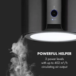 Klarstein Skyfall Smart, Island Extractor Hood, Ø45cm, Circulating Air, 402m³ / H, LED, Stainless Steel, Black -Kitchen Appliances Shop 33504329 3