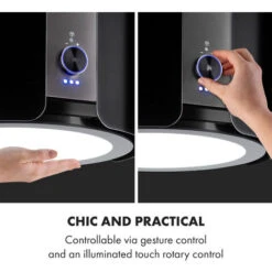 Klarstein Skyfall Smart, Island Extractor Hood, Ø45cm, Circulating Air, 402m³ / H, LED, Stainless Steel, Black -Kitchen Appliances Shop 33504329 4