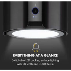 Klarstein Skyfall Smart, Island Extractor Hood, Ø45cm, Circulating Air, 402m³ / H, LED, Stainless Steel, Black -Kitchen Appliances Shop 33504329 5