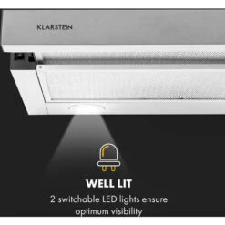 Klarstein Viola Extractor Hood Stainless Steel 59.6 Cm 612m³ / H EEC A Silver -Kitchen Appliances Shop 33596672 5