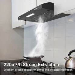 CIARRA 903BK60 Visor Cooker Hood 60cm 3 Speeds Stainless Steel Extractor Fan Black -Kitchen Appliances Shop 36409462 3