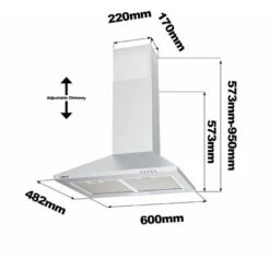 CIARRA 201SS60 Cooker Hood 60cm With Carbon Filters 370m3/h Class A Wall Mounted Extractor Hood -Kitchen Appliances Shop 36409465 5