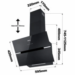 CIARRA 60cm Glass Angled Cooker Hood Class A++ 650m3/h 4 Speeds Touch Control-CD6736FB -Kitchen Appliances Shop 36409469 5