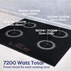 CIARRA Built-in 4 Zones Induction Hob, Integrated Electric Cooktop With Booster Function 7200W-CD4BBIH -Kitchen Appliances Shop 36409470 4