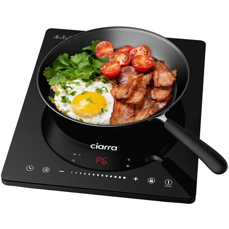 CIARRA Single Induction Hob 2000W, Touch Control Black Polished Crystal Glass Panel Safety Lock-CBTIH1 3 CIARRA Single Induction Hob 2000W, Touch Control Black Polished Crystal Glass Panel Safety Lock-CBTIH1
