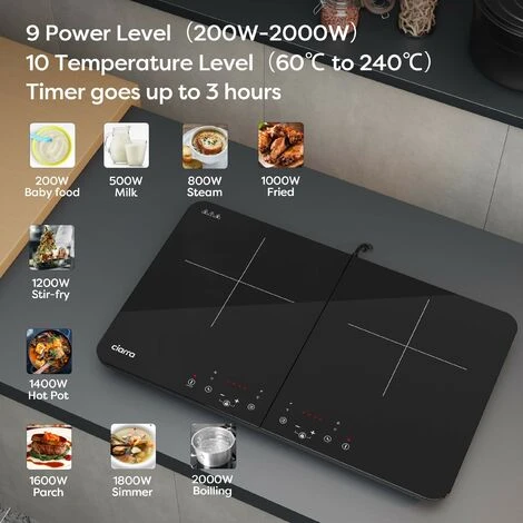 CIARRA 2800W Induction Hob 9 Power Levels 10 Temperature Levels Safety Lock-CUTIH2 5 CIARRA 2800W Induction Hob 9 Power Levels 10 Temperature Levels Safety Lock-CUTIH2 - Image 3